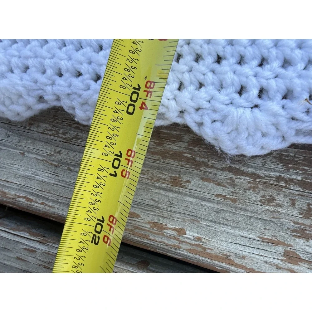 Vtg White Crochet 3D‎ Rose Afghan Blanket Granny Square 100